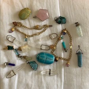 Crystal stone charms and bracelets